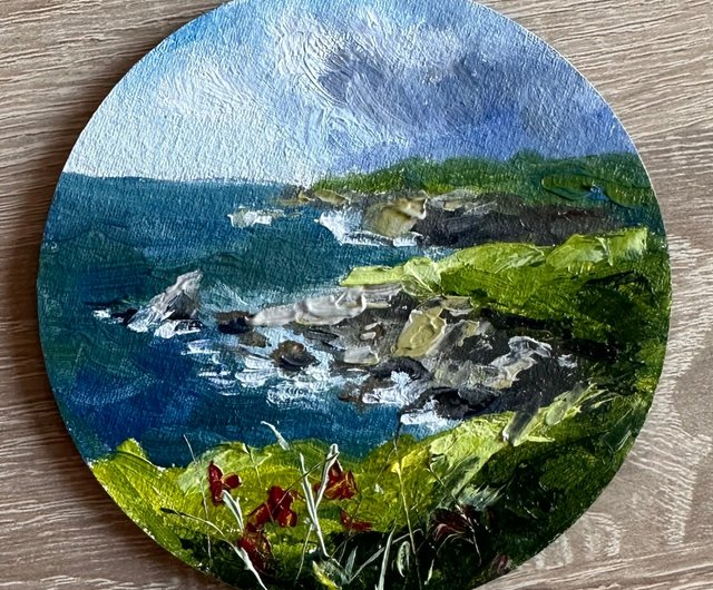 油絵 油彩 油彩画 絵 絵画 円形【丸い海】 油絵 油彩 油彩画 絵画 絵 円形【丸い海】 | HIROSHI1990