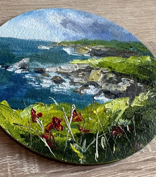 油絵 油彩 油彩画 絵 絵画 円形【丸い海】 油絵 油彩 油彩画 絵画 絵 円形【丸い海】 絵画 HR 通販