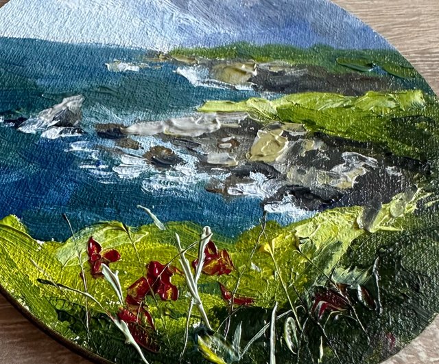 海をテーマにした円形の油絵 - ショップ DervikArtStore