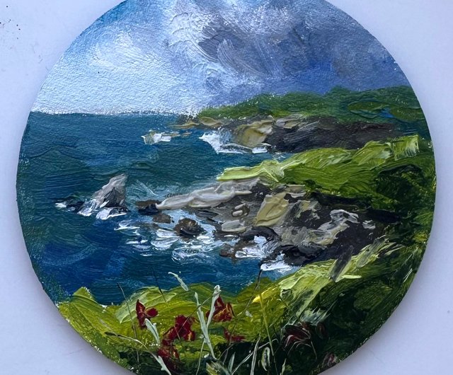 海をテーマにした円形の油絵 - ショップ DervikArtStore