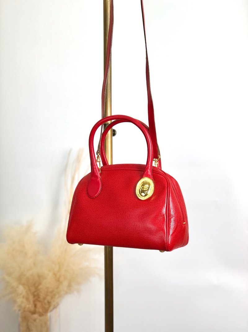 【 日本直送　名牌中古包 】Christian Dior クリスチャン ディオール ハンドバッグ 2way レッド ロゴ レザー vintage spvfzk - 手提包/手提袋 - 真皮 紅色