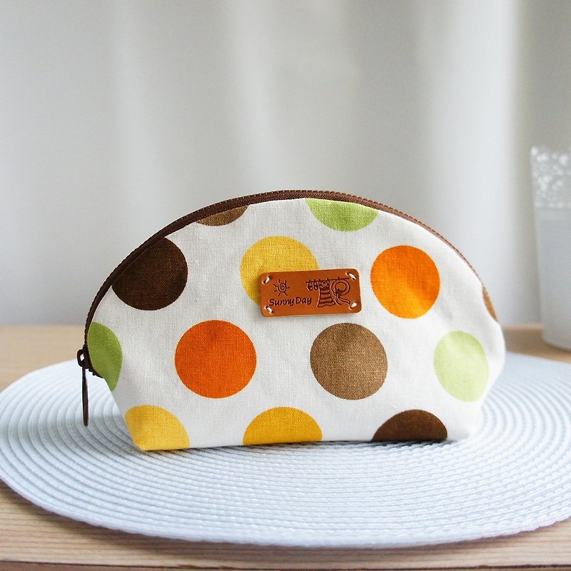 Lovely colorful travel group cosmetic bag, orange coffee mixed color - Toiletry Bags & Pouches - Cotton & Hemp Multicolor