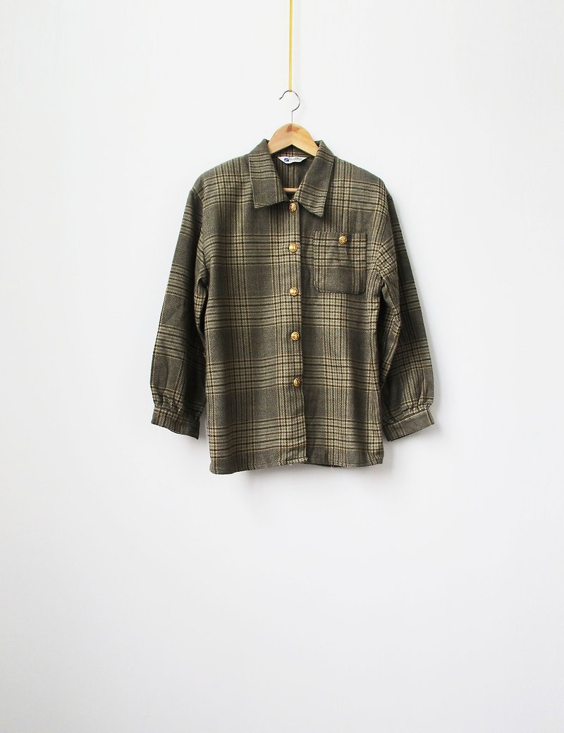 Wahr_ green plaid wool jacket - Women's Shirts - Other Materials 