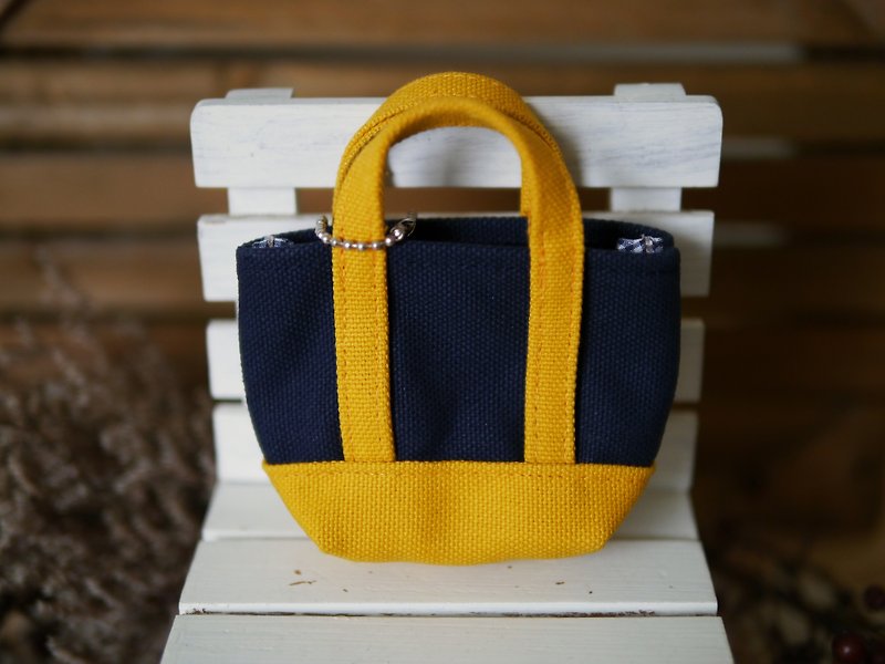 mini classic tote bag charm navy x sunflower -navy x sunflower-