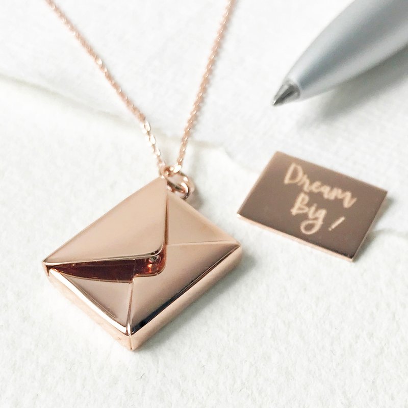 Medium Letter Envelope Necklace - Large Version Long Chain | Custom Gift - สร้อยคอยาว - โลหะ สีทอง