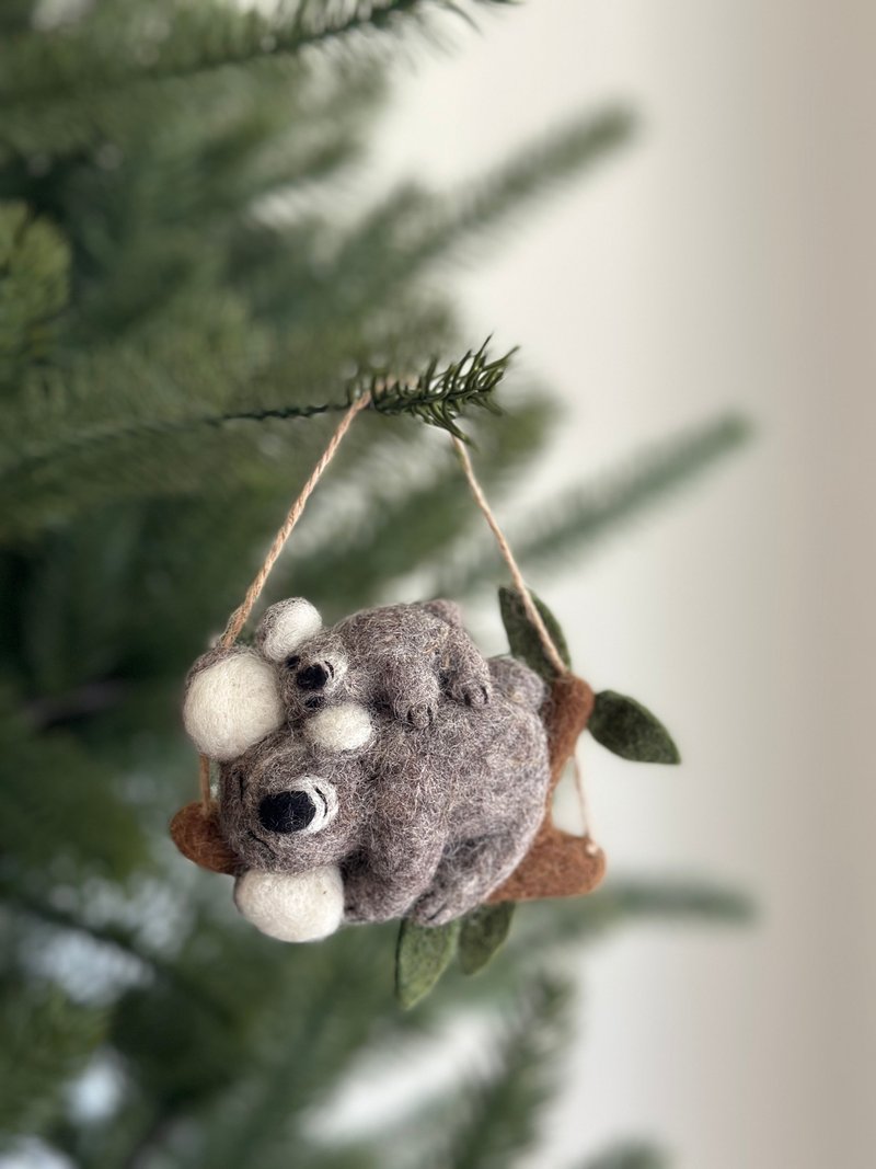 Wool Felt Christmas Ornaments - Koala Mother and Child - ของวางตกแต่ง - ขนแกะ 