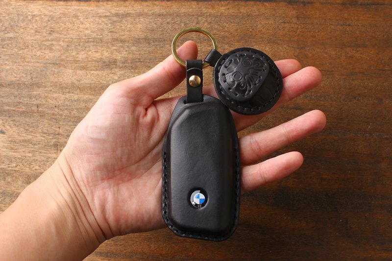 Tea Leather BMW 2AT BMW Car Key Leather Case F10 F20 F30 F31 E60 [Customized] - Keychains - Genuine Leather 