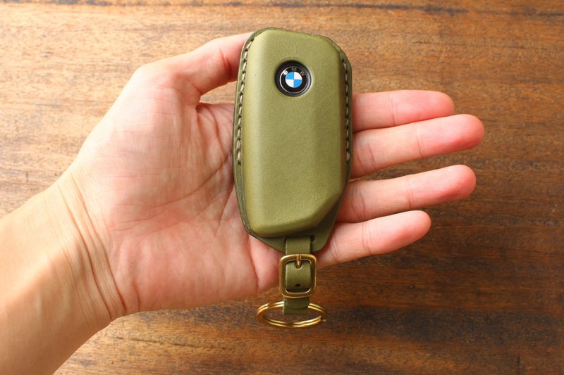 Tea Leather BMW 2AT BMW Car Key Leather Case F10 F20 F30 F31 E60 i5 Customized - ที่ห้อยกุญแจ - หนังแท้ 