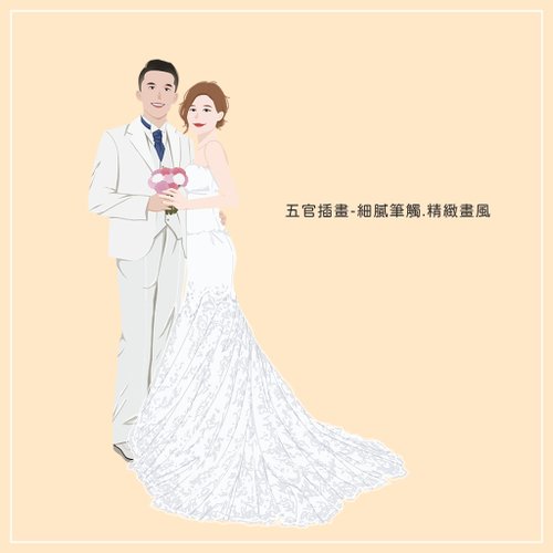 手描きイラスト結婚式招待状-ポストカード結婚式招待状
