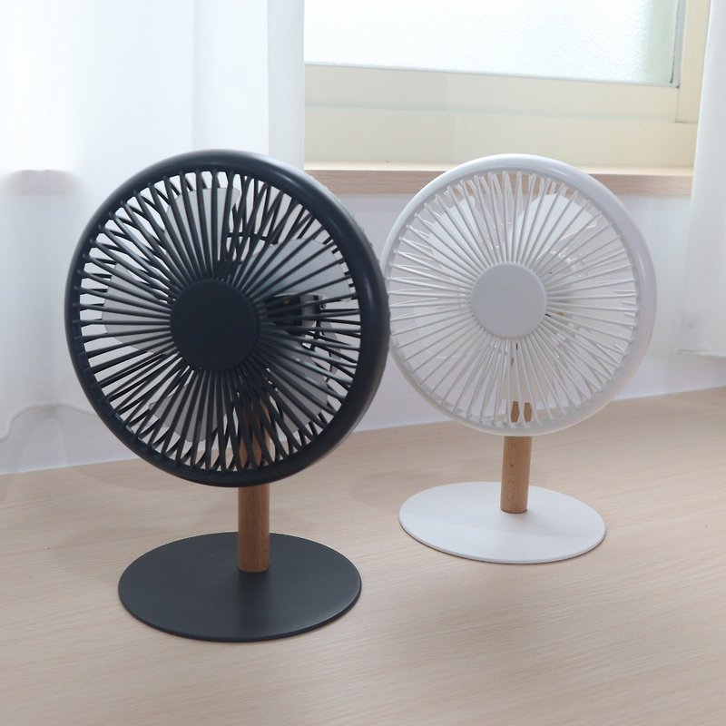 KINYO wood texture rechargeable table fan UF-7059 - Electric Fans - Plastic White
