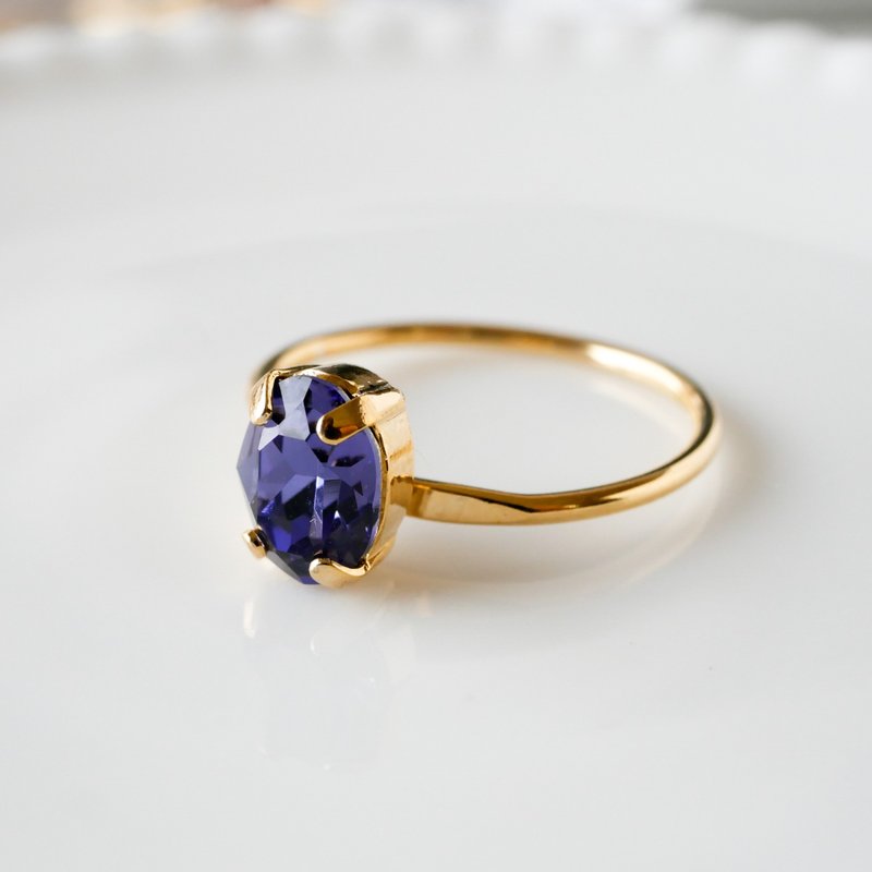 Swarovski Crystal/Delicate Oval/Simple Ring - General Rings - Crystal Purple