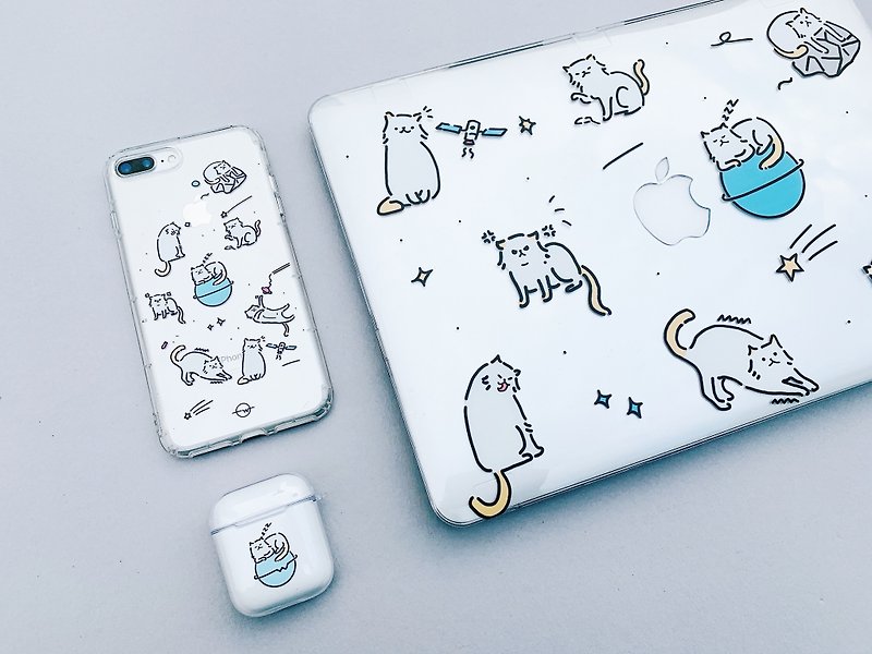 Grumpy Spacecat IPhone Case and Airpods Case Set - Gadgets - Plastic Multicolor