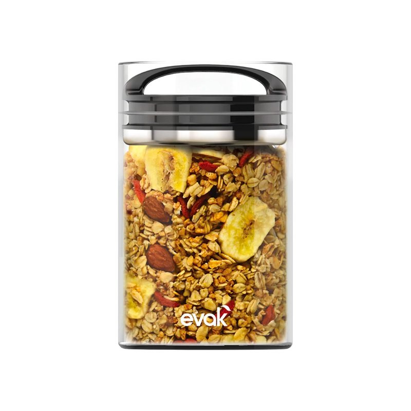 EVAK 密封儲物罐 Compact 系列/玻璃/亮面把手 (2號) - 700ml - 居家收納/收納盒/儲物盒 - 玻璃 透明