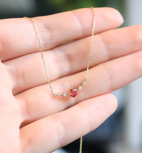 K18ローズカットダイヤとスピネル♡ペンダント K18 アヤナスピネル(ピンクスピネル) &ダイヤモンドのネックレス