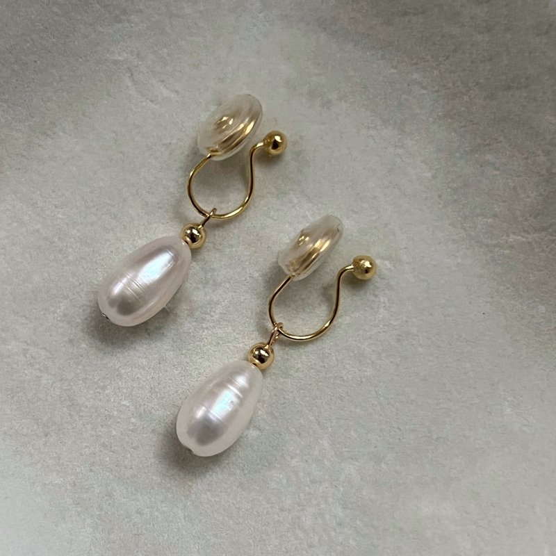 Hi Onion non-pierced ear clip natural freshwater pearl mosquito coil earrings niche elegant clearance cost-effective - ต่างหู - ไข่มุก 