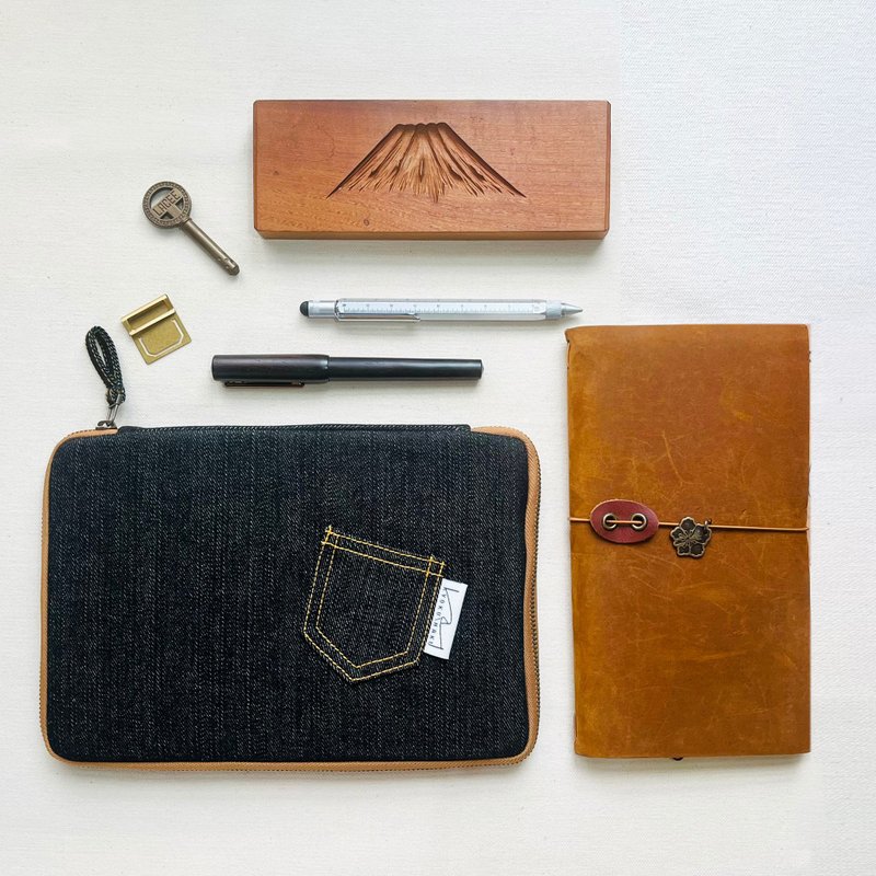 Denim Zippered  notebook book jacket - Notebooks & Journals - Cotton & Hemp Black