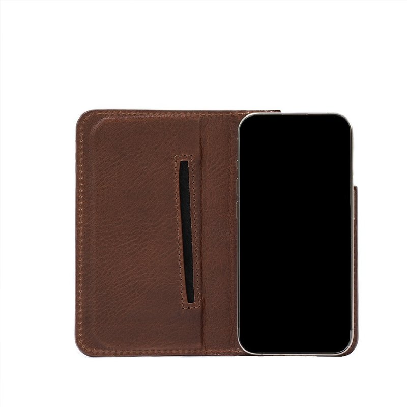 MagSafe folio case for iPhone 16, 16 Pro, 16 Pro Max - The Minimalist 3.0 - Phone Cases - Genuine Leather Brown