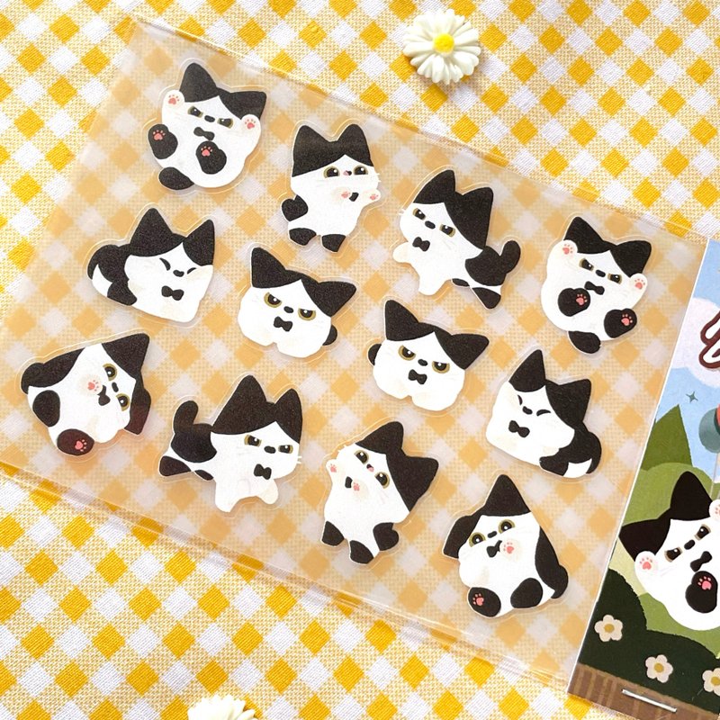 mini Tuxedo Cat / pvc sticker sheet - Stickers - Plastic Orange