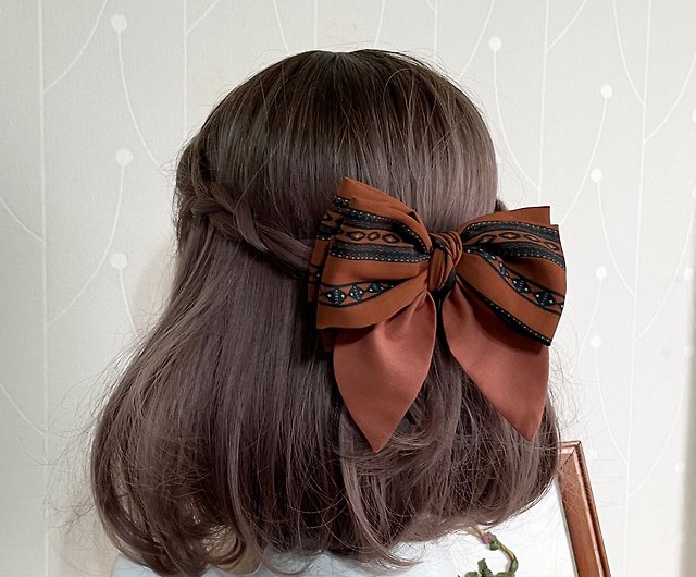 Red/ Brown/Multi-layer knotted bow hanging ponytail clip shark clip spring  clip hair comb scrunchie - Shop Hanabi Hair Accessories Hair Accessories -  Pinkoi