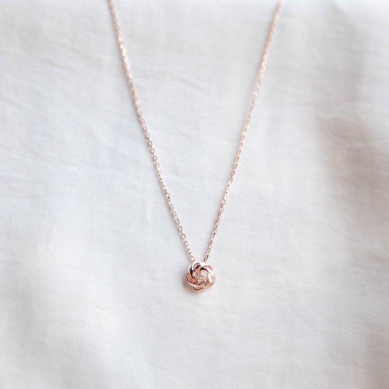Cream Bud Flower Necklace in Sterling Silver | Light Jewelry | Sterling Silver. Rose Gold. flowers. Solitaire - Necklaces - Sterling Silver 