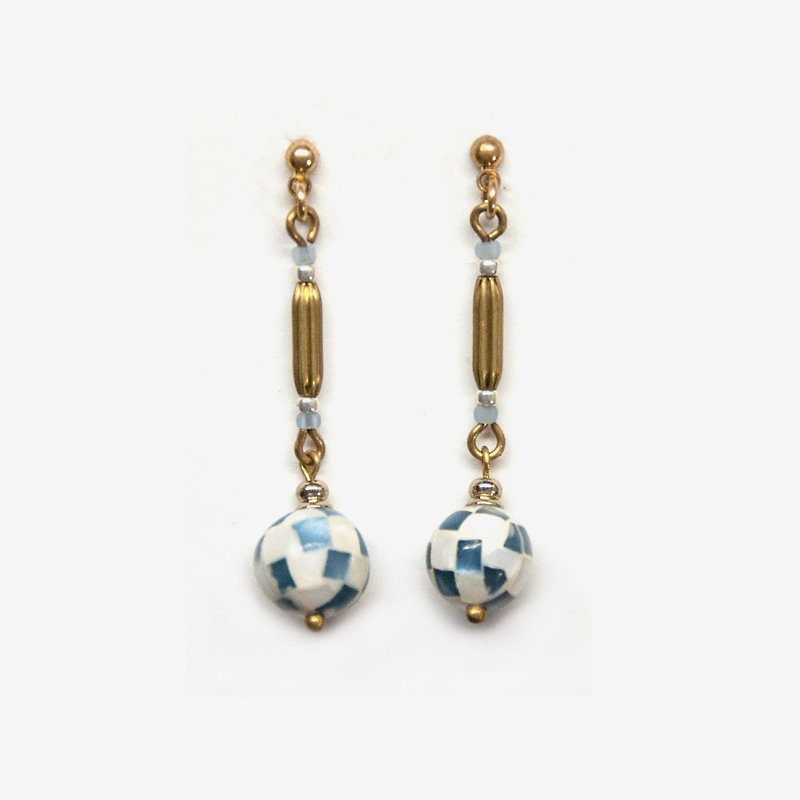 Mosaic Shell Ball Earrings - Earrings & Clip-ons - Gemstone Blue