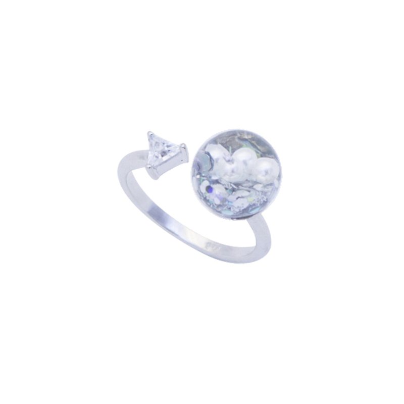 Triangle Cubic Snowball Ring - General Rings - Glass 