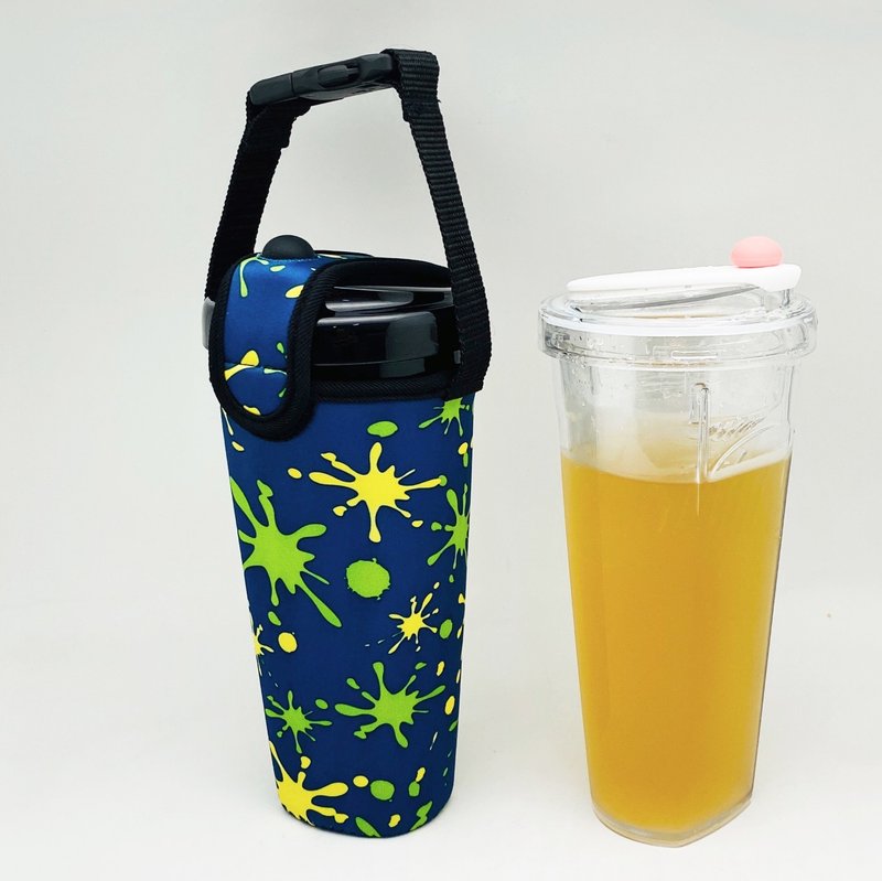 BLR 漂浮珍奶杯 Float 提袋 FT06 藍底潑墨 - 飲料提袋/杯套 - 聚酯纖維 藍色