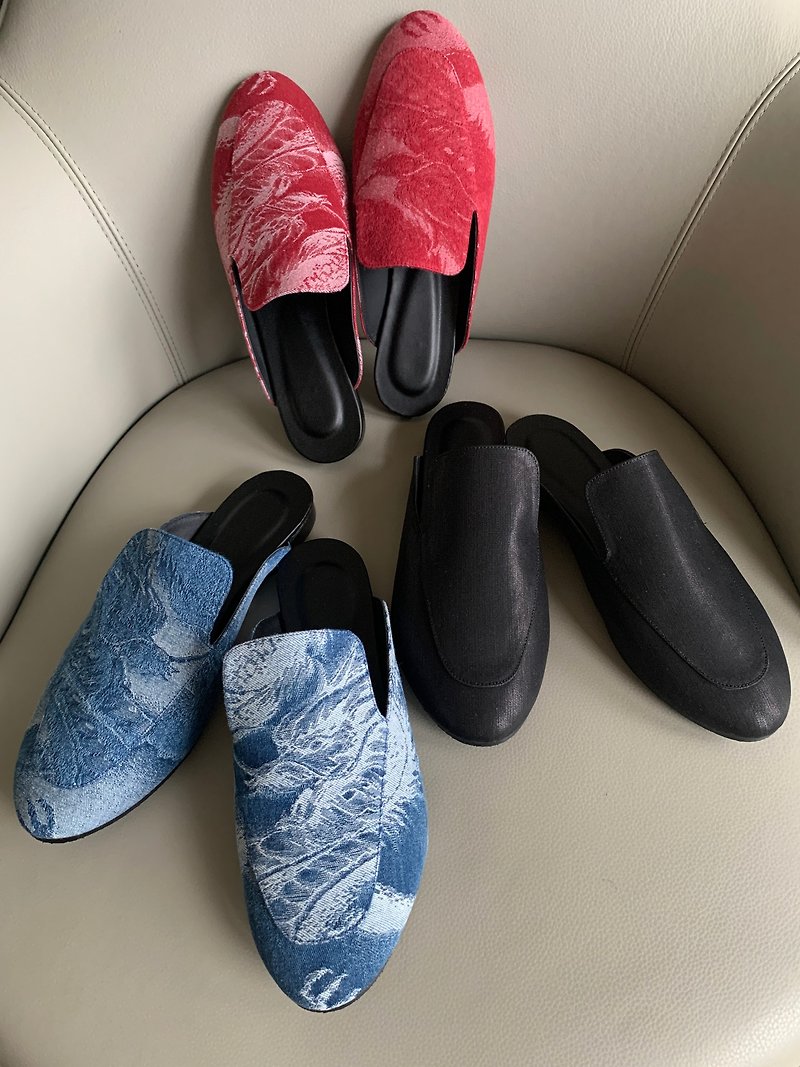 [Jiachen Year of the Dragon Special Project] Dragon pattern denim jacquard mules - รองเท้าแตะ - ผ้าฝ้าย/ผ้าลินิน หลากหลายสี