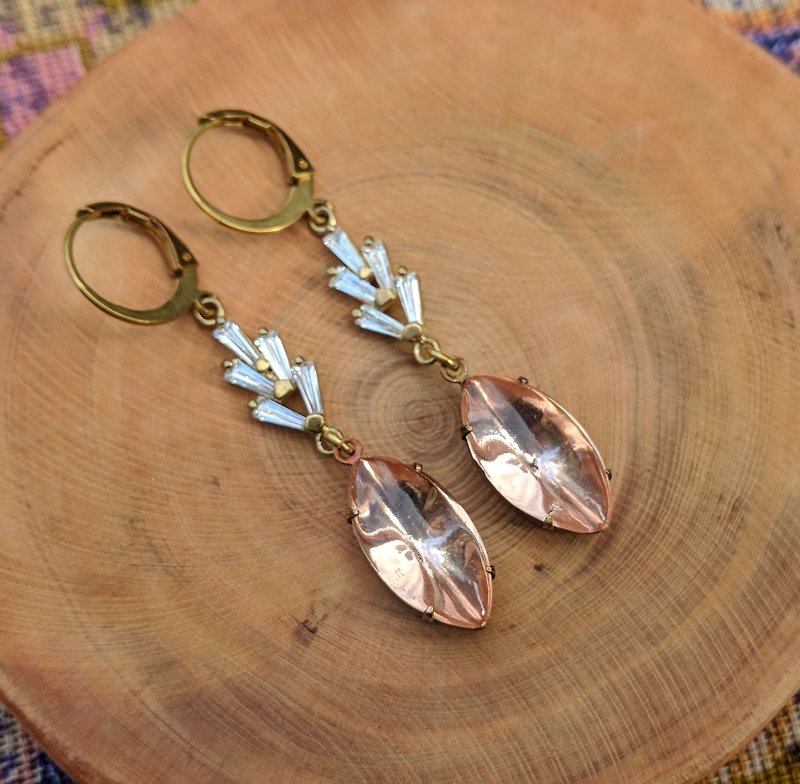Vintage Pink Glass Drop Earrings - Earrings & Clip-ons - Glass Pink