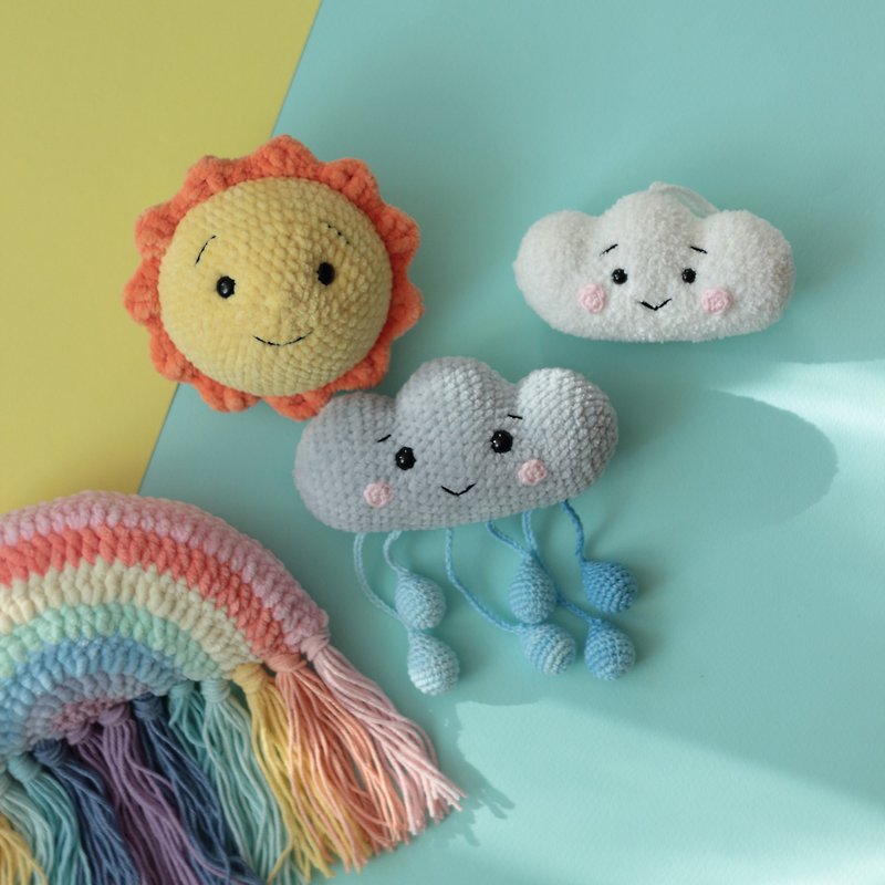 赤ちゃんのおもちゃのセット：保育園の装飾のための虹、太陽、雲