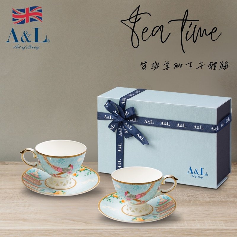 【A&L】五福報喜 骨瓷咖啡_午茶對杯禮盒組_多色選擇 - 咖啡杯/馬克杯 - 瓷 多色