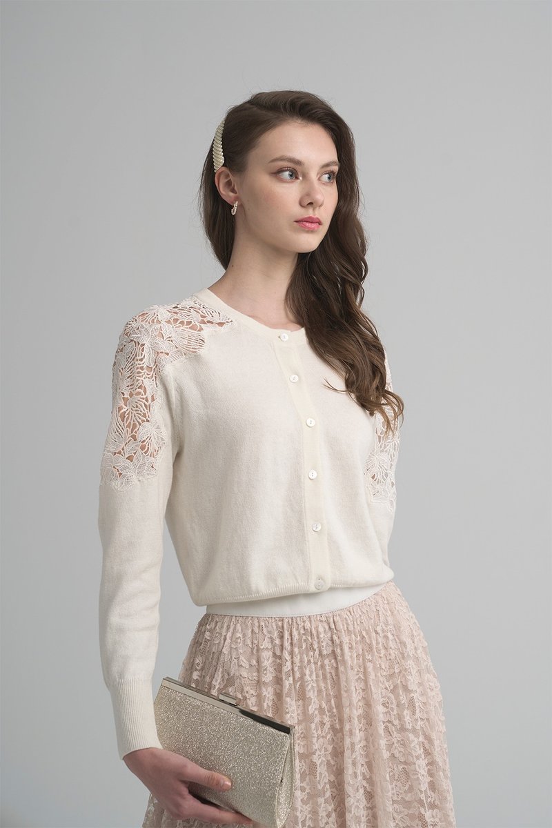 Rochelle經典款緹花針織外套 - 女毛衣/針織衫 - 羊毛 