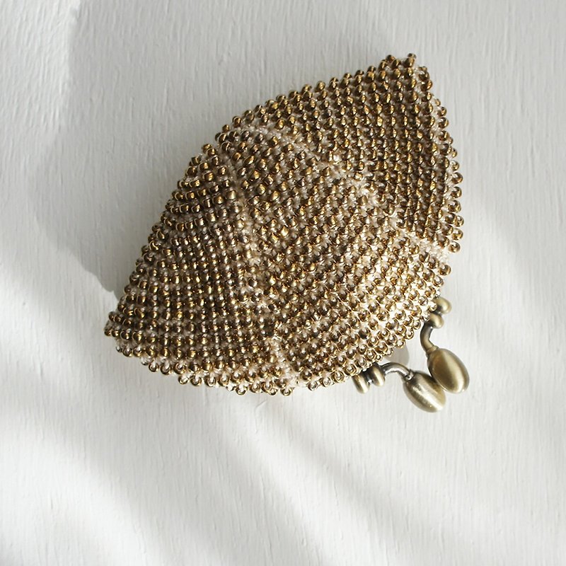 Ba-ba handmade Beads crochet pouch No.1385 - 散紙包 - 其他材質 金色