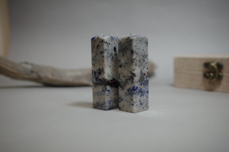 [A good Stone will be polished] Lapis Lazuli_Jade stamp Wedding Seal_Fang Seal - Stamps & Stamp Pads - Jade Blue
