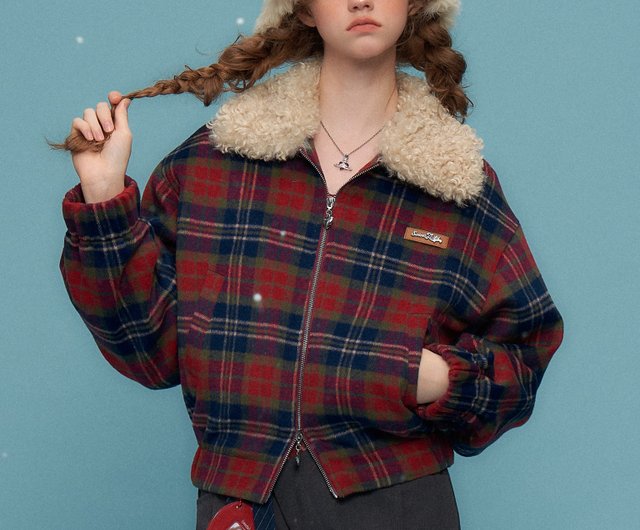 ziziFei 秋と冬の新しいアメリカンレトロデザインショートレッド