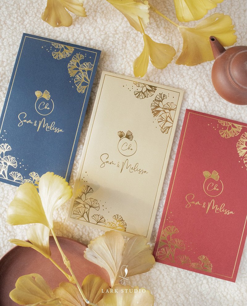 【客製化】銀杏燙金長方形利是封人情禮封100入 - 紅包袋/春聯 - 紙 紅色