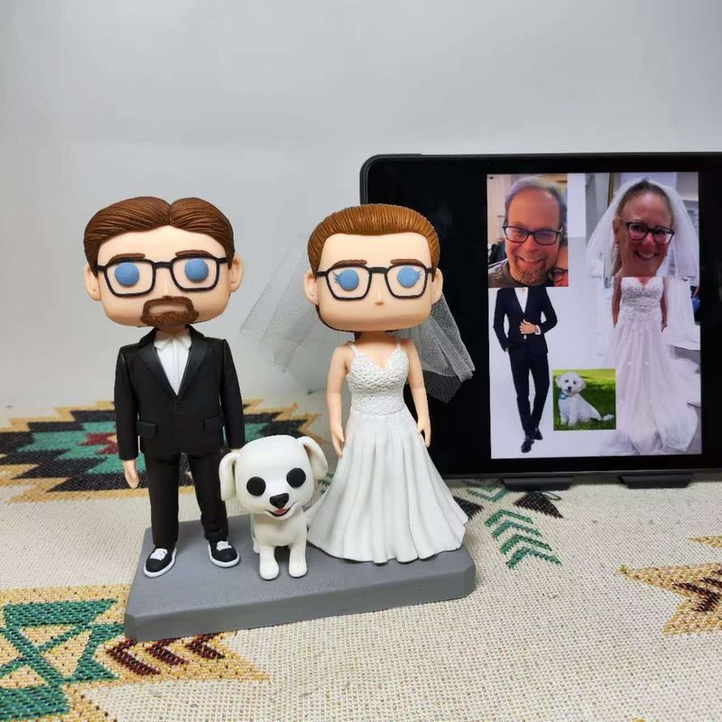 客製化3D人像公仔 訂製手工Funko Pop情侶父母夫妻結婚週年禮物 - 公仔/玩偶 - 黏土 多色