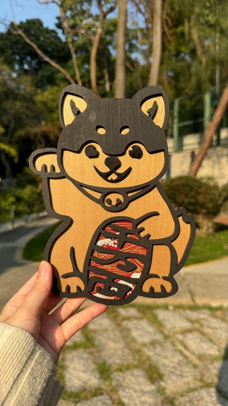 木製擺設 - 卡通招財柴犬 (可客製化) - 擺飾/家飾品 - 木頭 