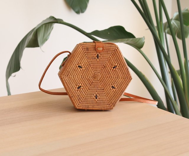 Hexagon discount rattan bag