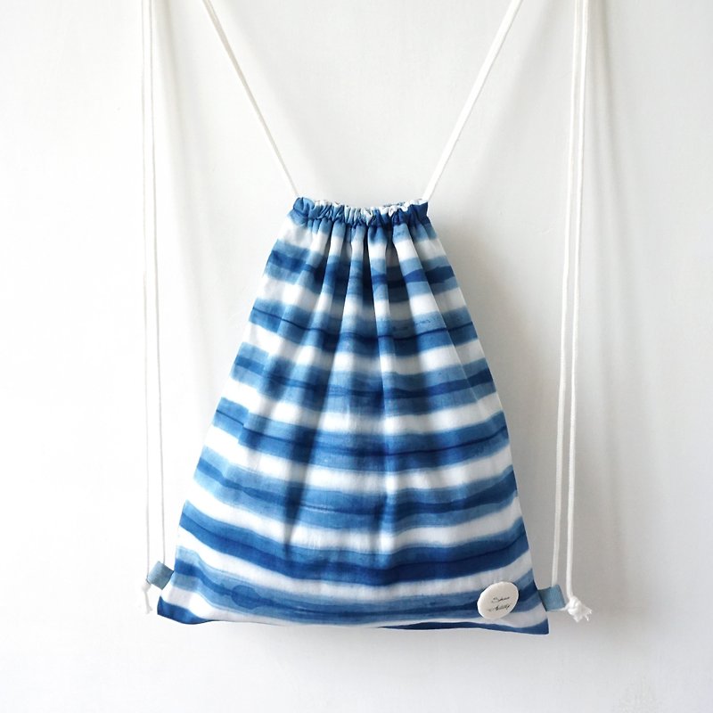 S.A x Navy Blue, Indigo dyed Handmade Streps Pattern Backpack