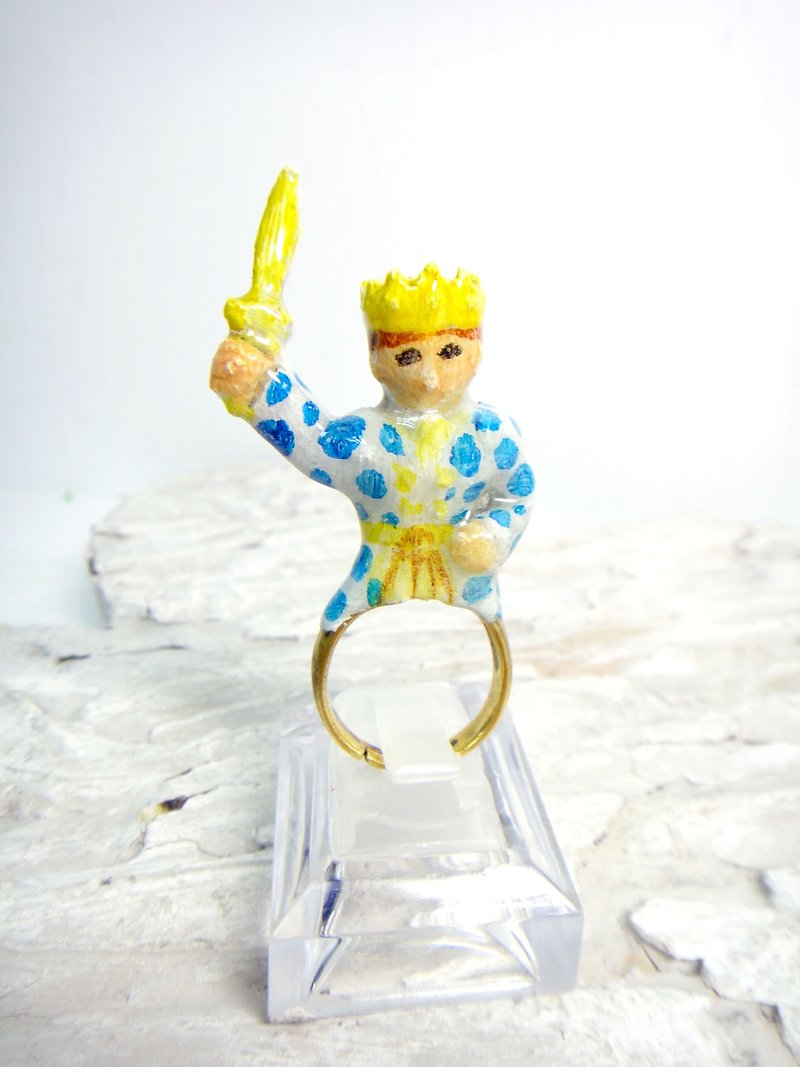 Happy Prince brass hand painted epoxy ring wave point Shuiyu cute hand-made hand-made art crafts gift girls will love - General Rings - Other Metals Yellow