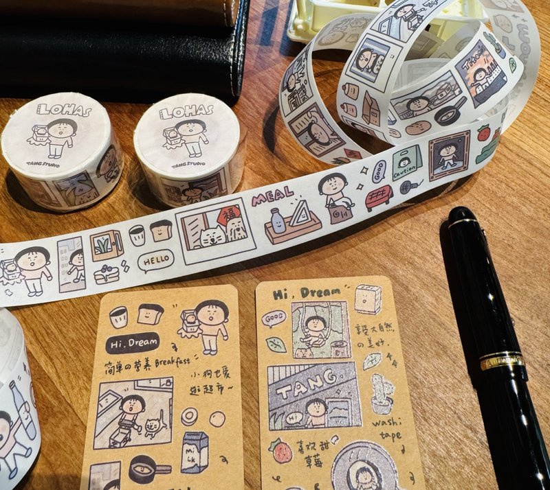 [Tang Xiao Tang] Lohas Life Themed Journal Washi Tape 25mm Washi Tape / Total Length 5m / With Release Paper - Washi Tape - Paper Multicolor