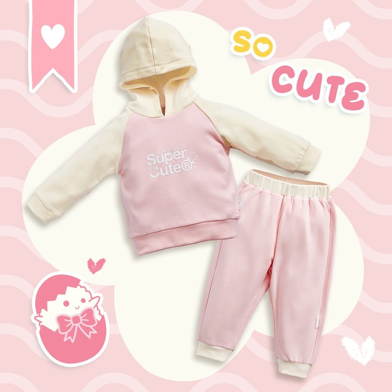 OMHOD01_OMYMONSTER Super Cute Sweatshirt Set - ชุดทั้งตัว - ผ้าฝ้าย/ผ้าลินิน สึชมพู