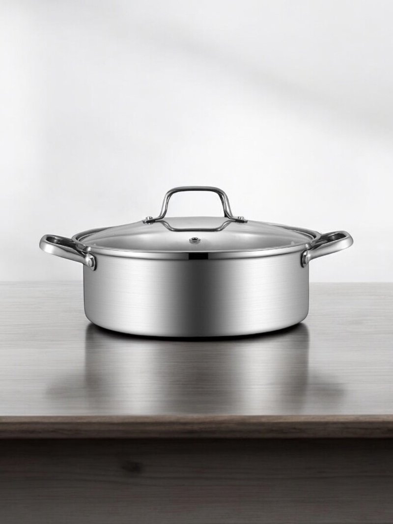 GELLIS Quelishi 32cm ancient European classic replica one-piece super capacity hot pot - กระทะ - สแตนเลส สีเงิน