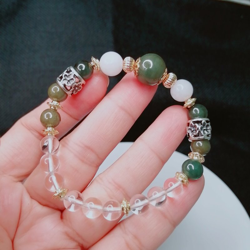 金銀財寶Jinyincaibao 天然翡翠玉白水晶手串 - 手鍊/手環 - 玉石 