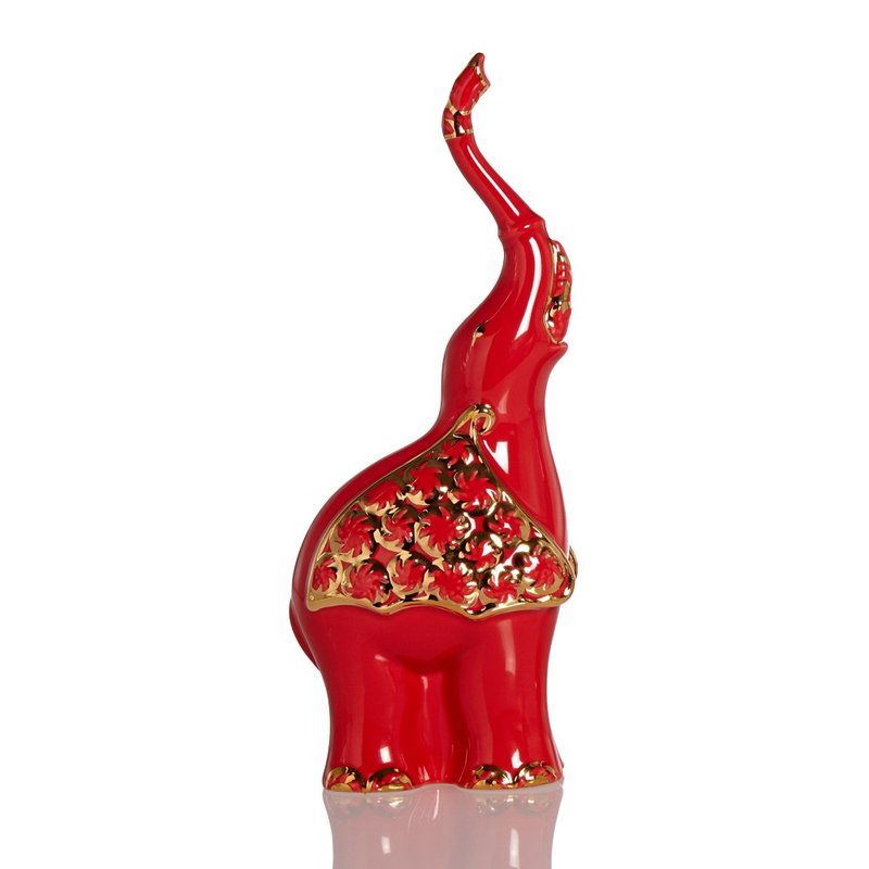 大象擺飾1號 / 小 / 鎏金紅 - 擺飾/家飾品 - 瓷 紅色