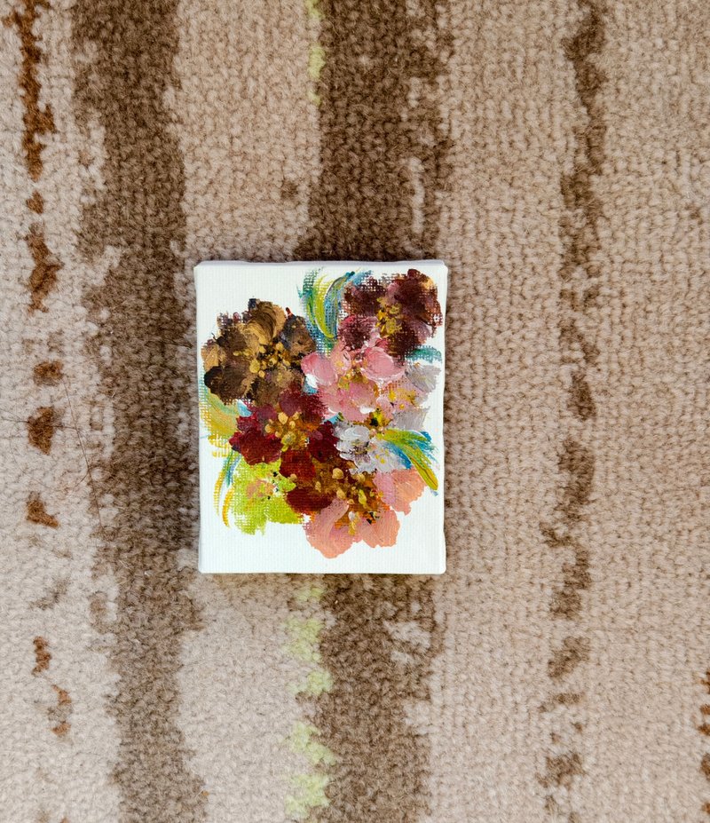 Mini Wall Art / Frameless Painting / Acrylic Watercolor / Floral Art / Decorative Painting - โปสเตอร์ - ผ้าฝ้าย/ผ้าลินิน 