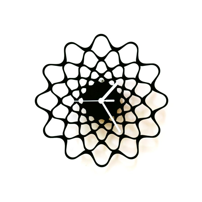 Embroidery black - contemporary modern wall clock made of wood - Clocks - Wood Black