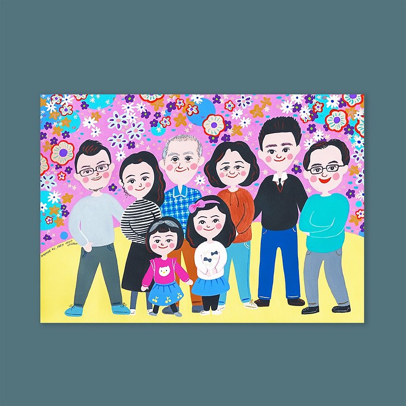 Paper Customized Portraits Pink - Customized gifts for 8 people who look like painted portraitsBirthday/Valentine's Day/Friends/Christmas/Father's Day/Family Portrait