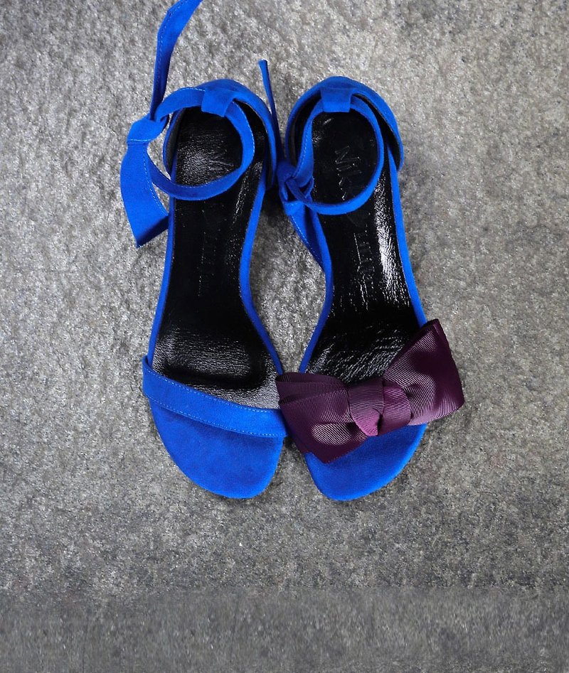 Polyester Sandals Blue - [Miss Shopaholic] Two-wear strappy sandals_fashion royal blue (24.5/25)